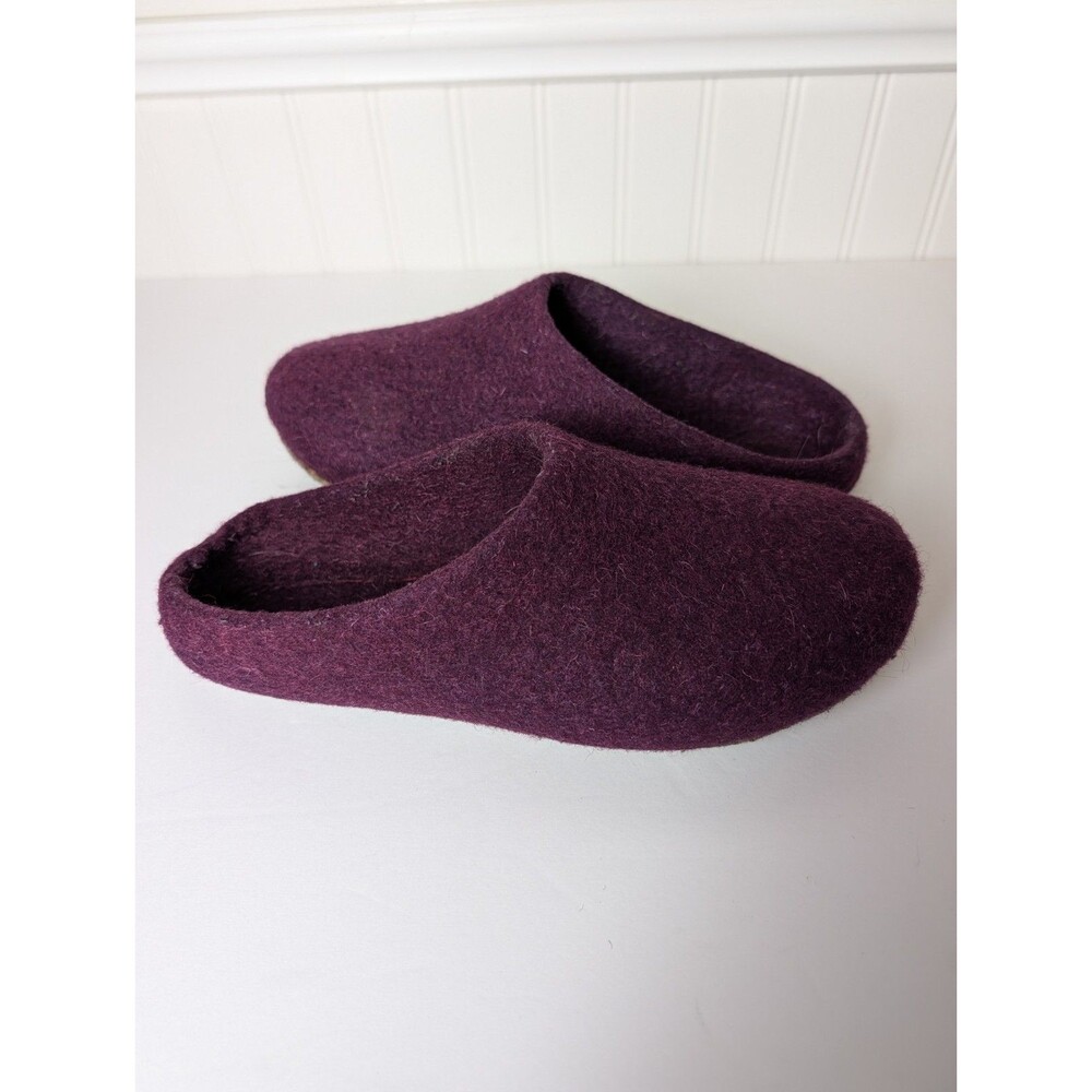 Kyrgies Handmade Felted Wool Slippers Molded Sole Purple Womens Sz EU 40 US 9.5